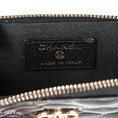 Chanel Caviar Camellia Embossed Key Holder Case Black 6 of 7