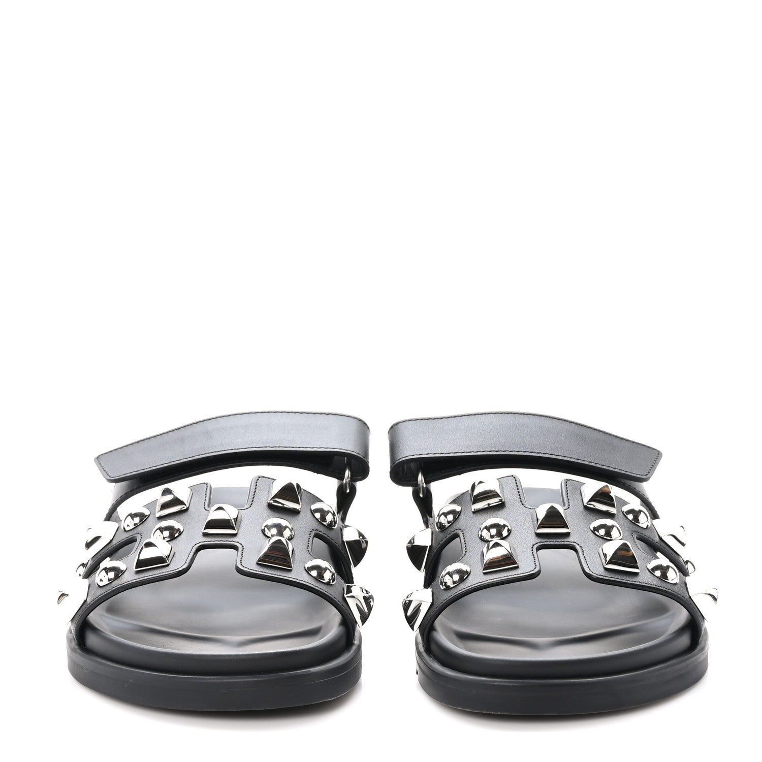 Hermes Calfskin Medor Studded Womens Chypre Sandals 40 Black 2 of 9
