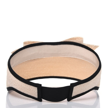 Chanel Straw Grosgrain Visor M Beige Black 2 of 7