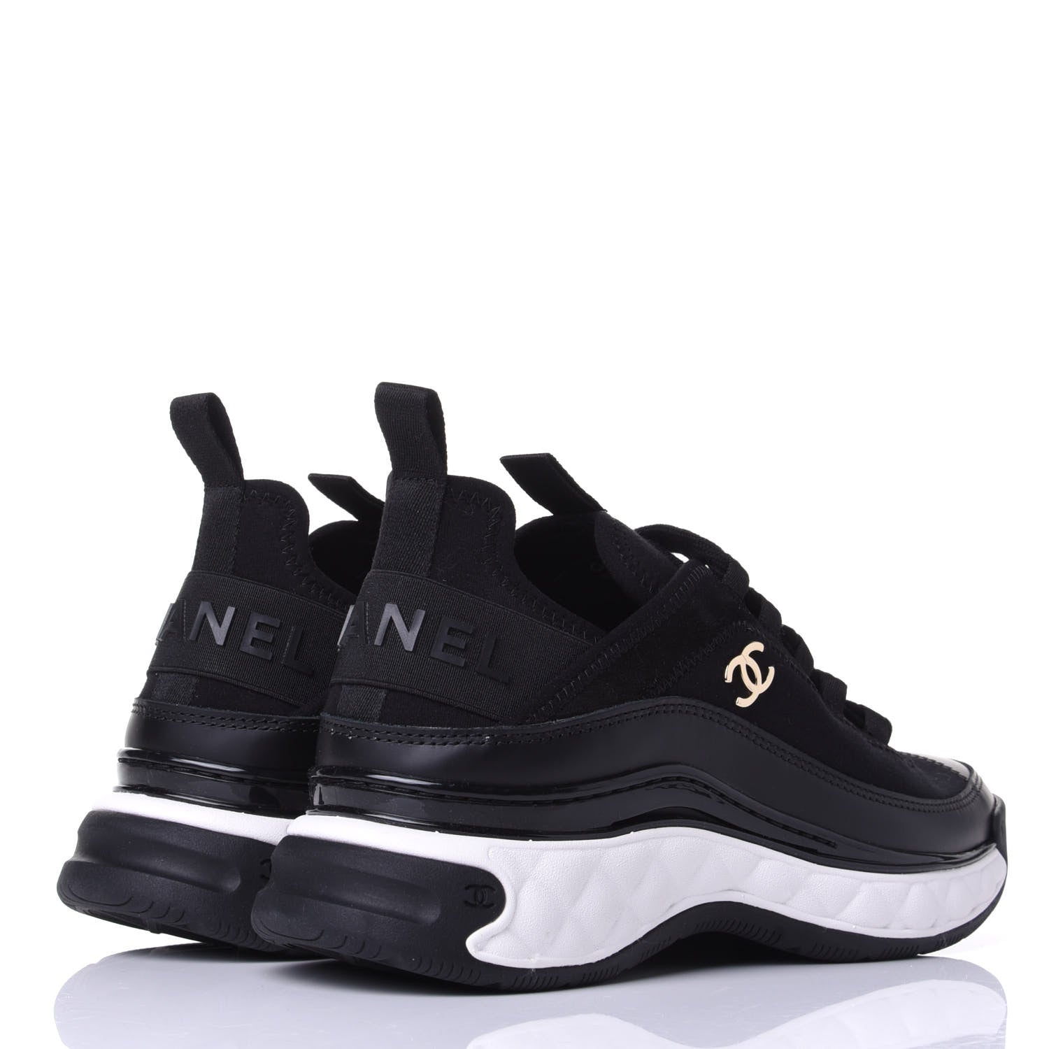 Chanel Velvet Calfskin Mixed Fibers CC Sneakers 35.5 Black 4 of 11
