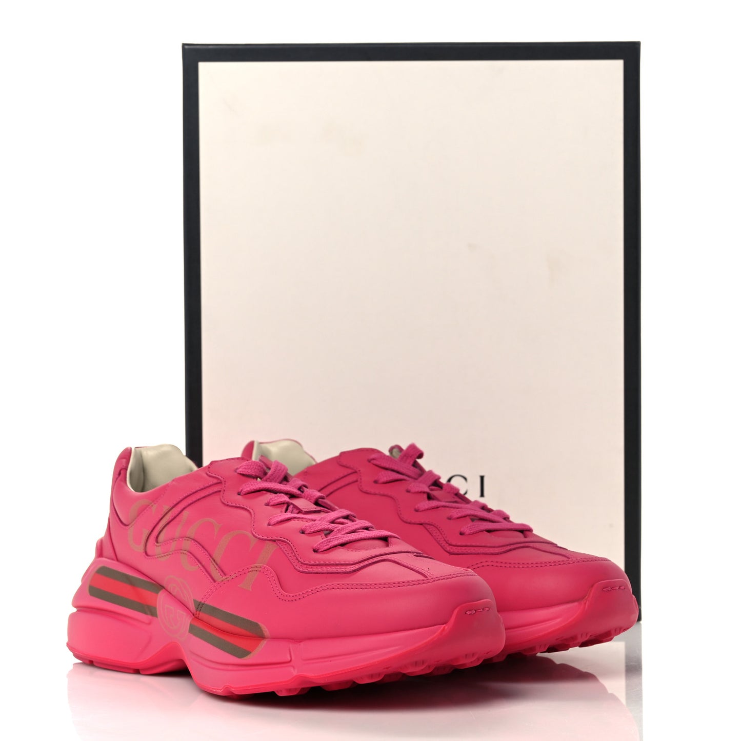 Calfskin Logo Mens Rhyton Sneakers 9 Box Pink