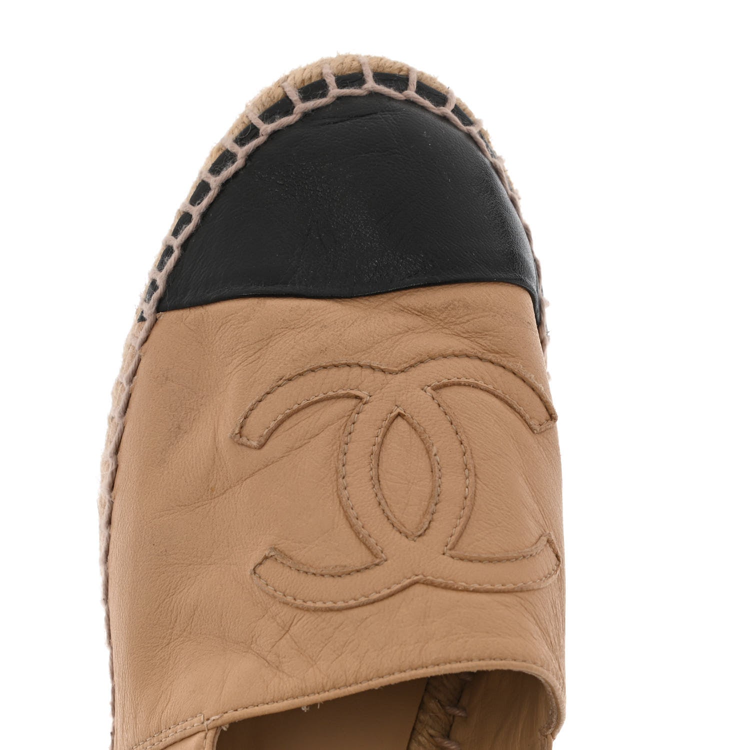 Chanel Lambskin CC Espadrilles 37 Beige Black 10 of 11