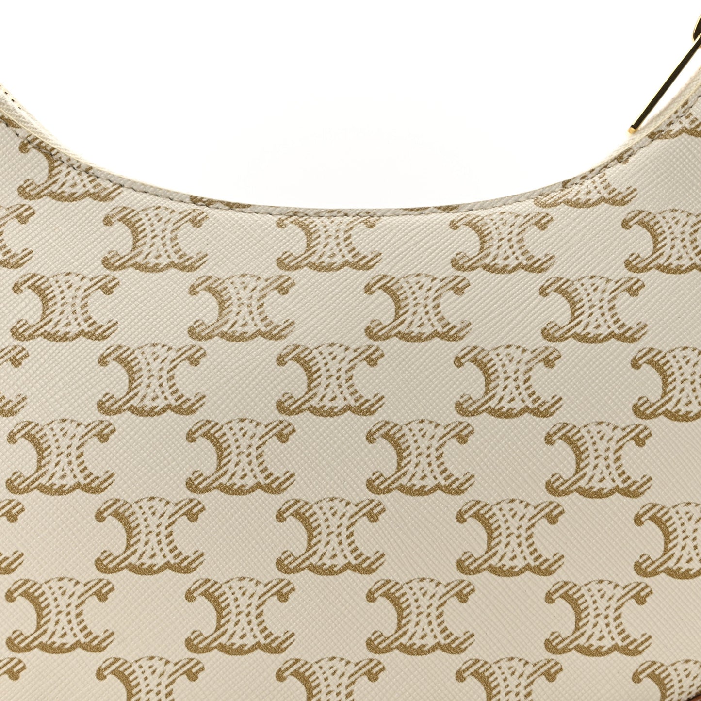 Canvas Calfskin Ava Triomphe Shoulder Bag White