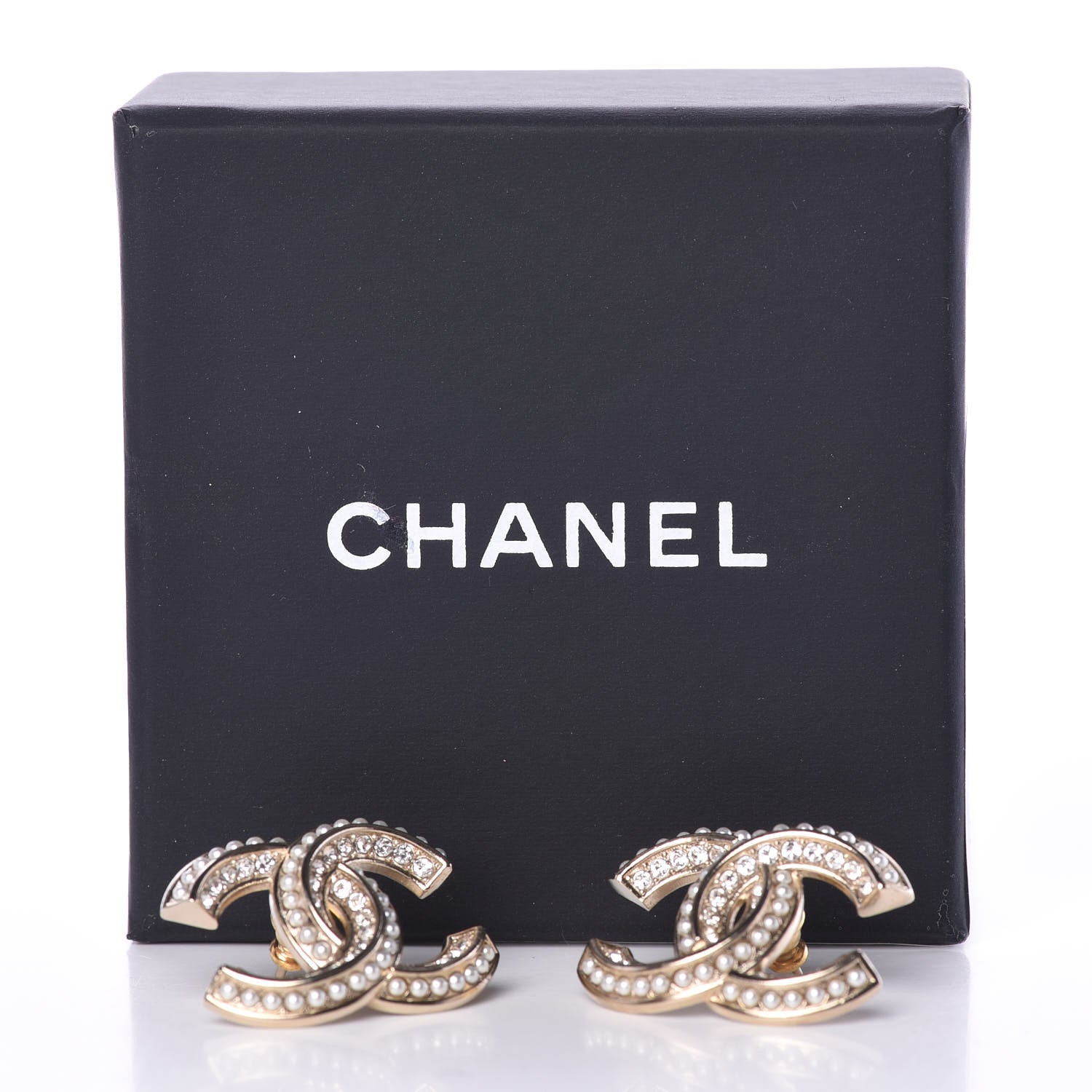 Chanel Pearl Crystal CC Earrings Gold 5 of 5