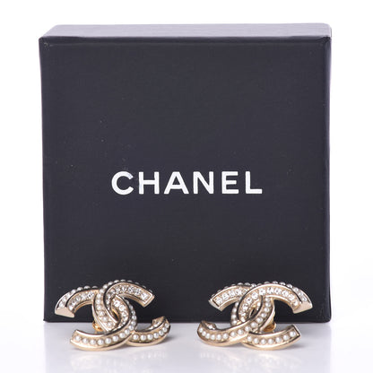 Chanel Pearl Crystal CC Earrings Gold 5 of 5