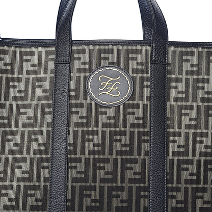 Fendi Fabric Jacquard Cuoio Roma FF Metallic Thread Karligraphy Tote Gold Black 10 of 10