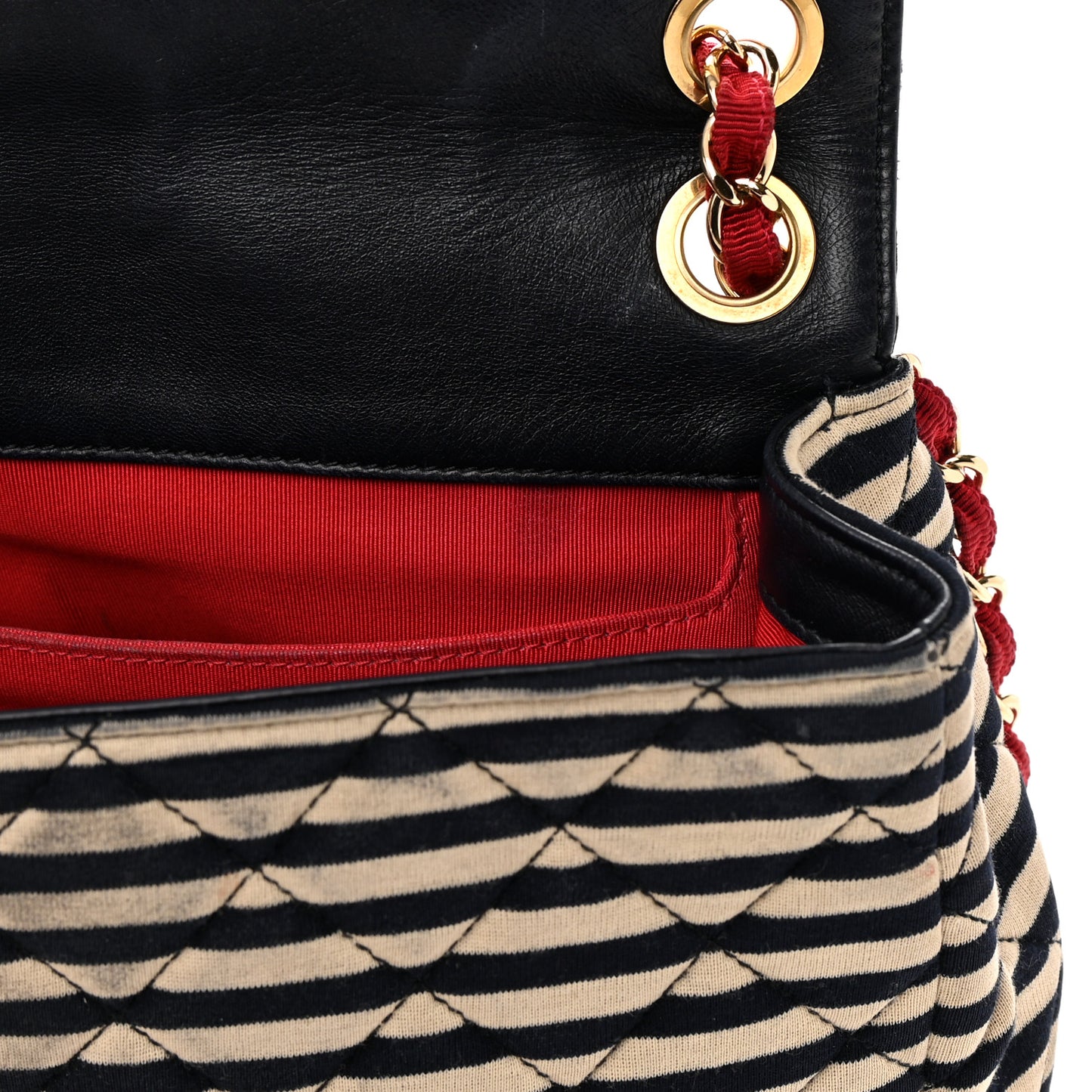 Jersey Quilted Jumbo Coco Sailor Flap Navy White Red
