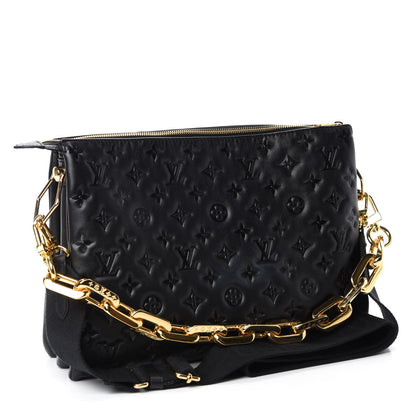 Louis Vuitton Lambskin Embossed Monogram Coussin MM Black 3 of 10