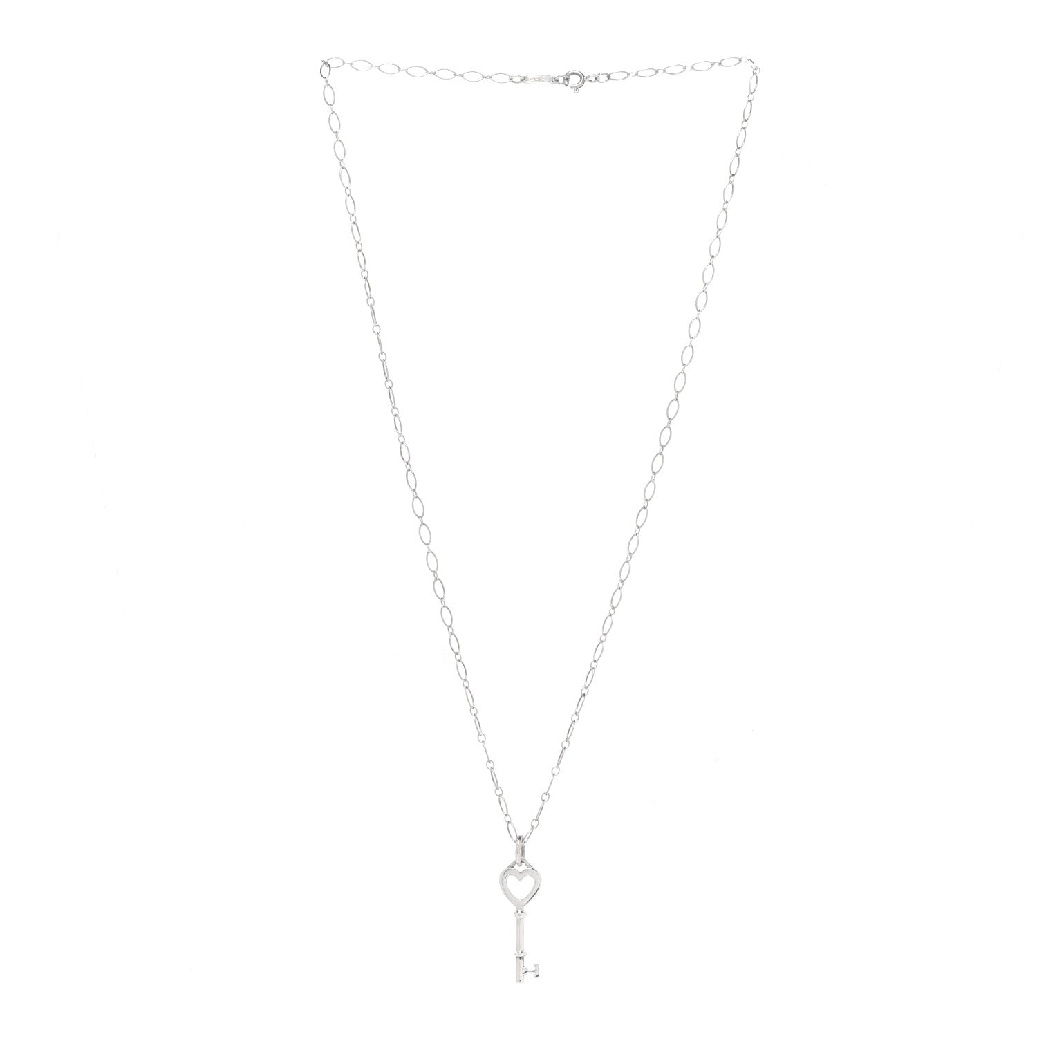 Tiffany Sterling Silver Mini Heart Key Pendant Necklace 3 of 6