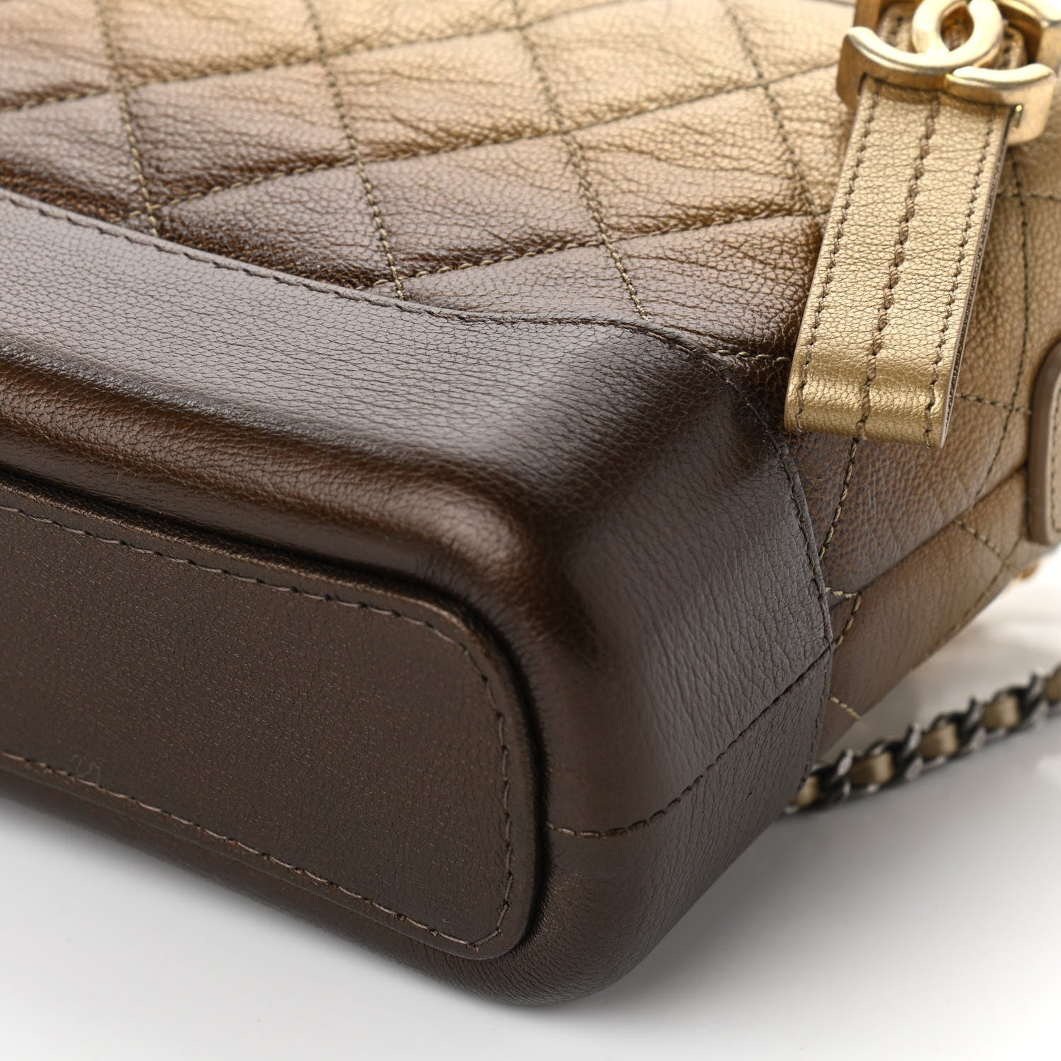 Chanel Metallic Goatskin Quilted Small Gabrielle Hobo Gold Bronze 15 of 17