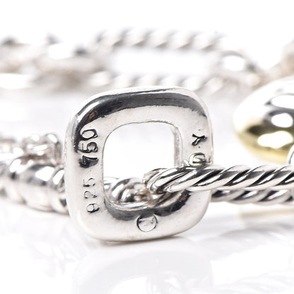 David Yurman Sterling Silver 18K Yellow Gold Cable Heart Charm Bracelet 4 of 5