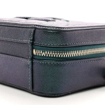 Chanel Iridescent Caviar Quilted Small CC Filigree Vanity Case Dark Turquoise 10 of 11