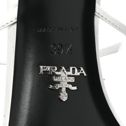 Prada Plexiglass Calfskin Metal Triangle Logo 75mm Slide Sandals 39.5 White 6 of 11