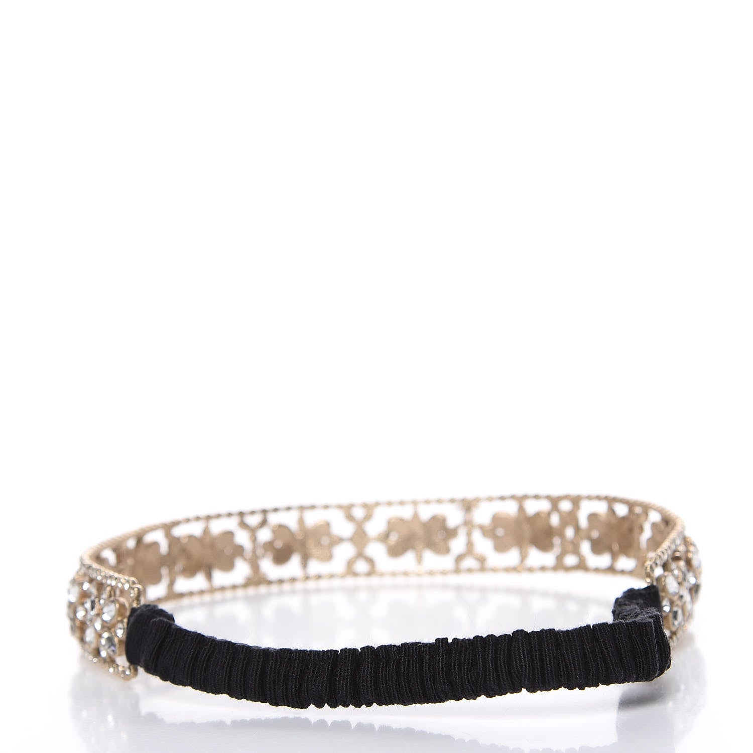 Chanel Crystal Camellia CC Headband Gold 4 of 5