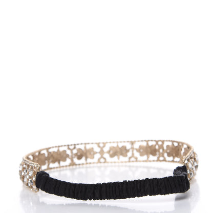 Chanel Crystal Camellia CC Headband Gold 4 of 5