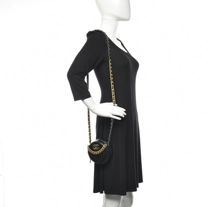 Chanel Shiny Goatskin Quilted 19 Round Clutch With Chain Black 2 of 11