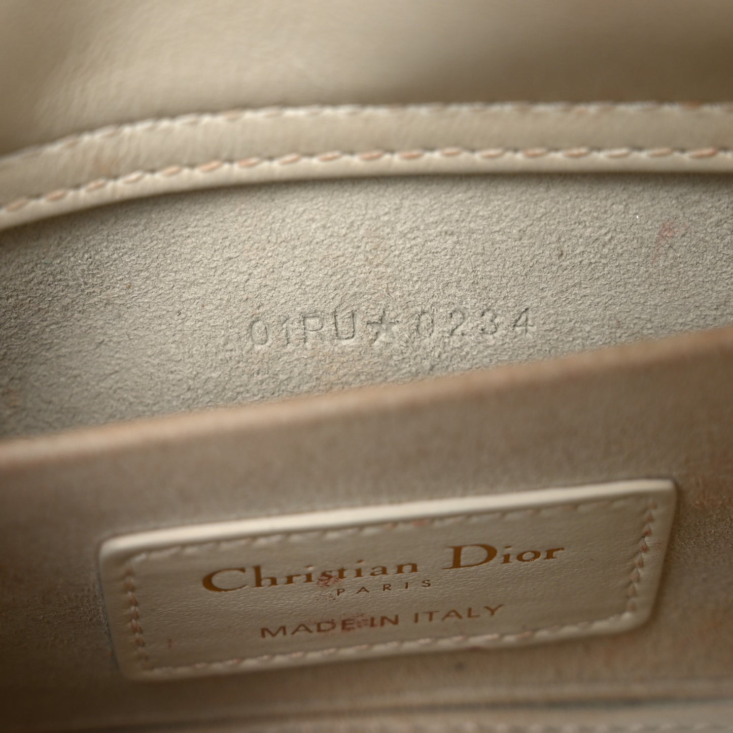 Calfskin Embroidered Small Lady D-Joy White Multicolor