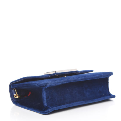 Gucci Velvet Crystal Square G Shoulder Bag Cobalt Blue 4 of 10