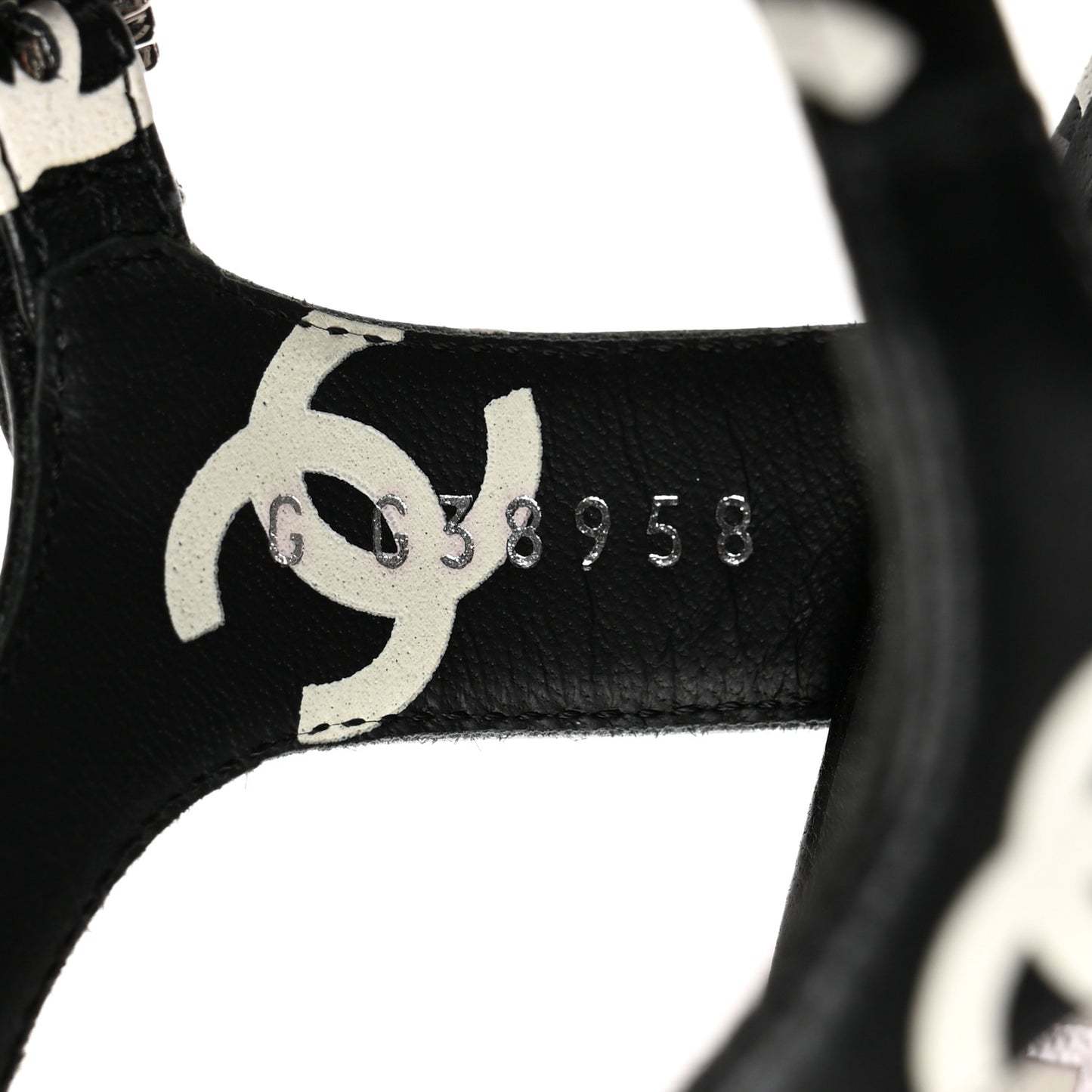 Printed Lambskin CC Platform Sandals 40 Black White