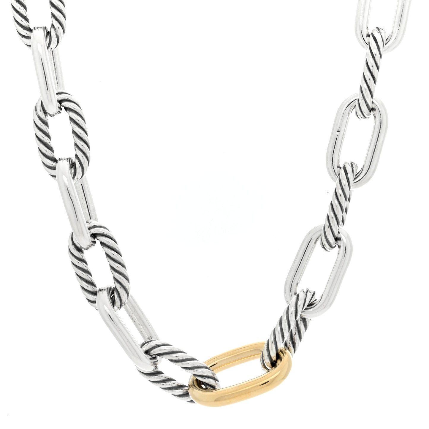 Sterling Silver 18K Yellow Gold 13.5mm Madison Link Necklace