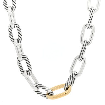 David Yurman Sterling Silver 18K Yellow Gold 13.5mm Madison Link Necklace 1 of 4