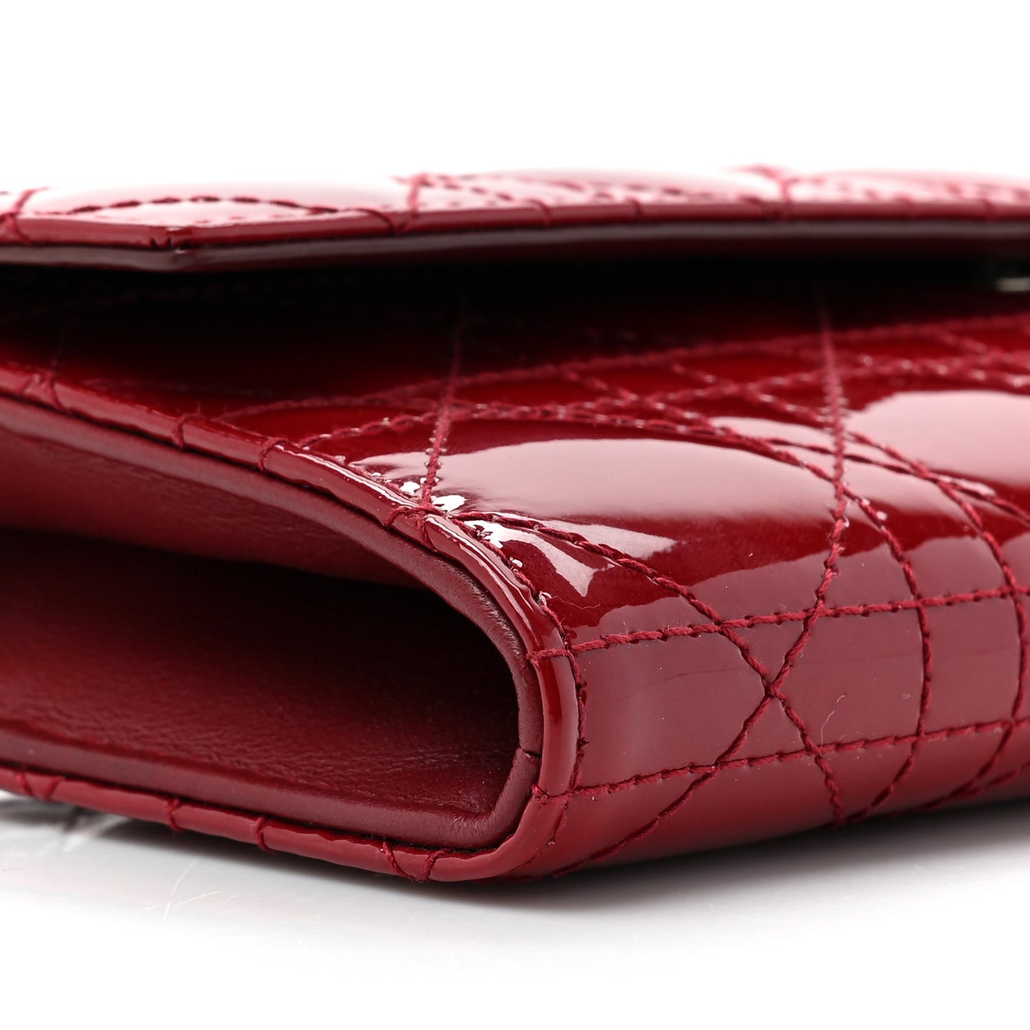 Patent Cannage Lady Dior Rendezvous Wallet On Chain Red
