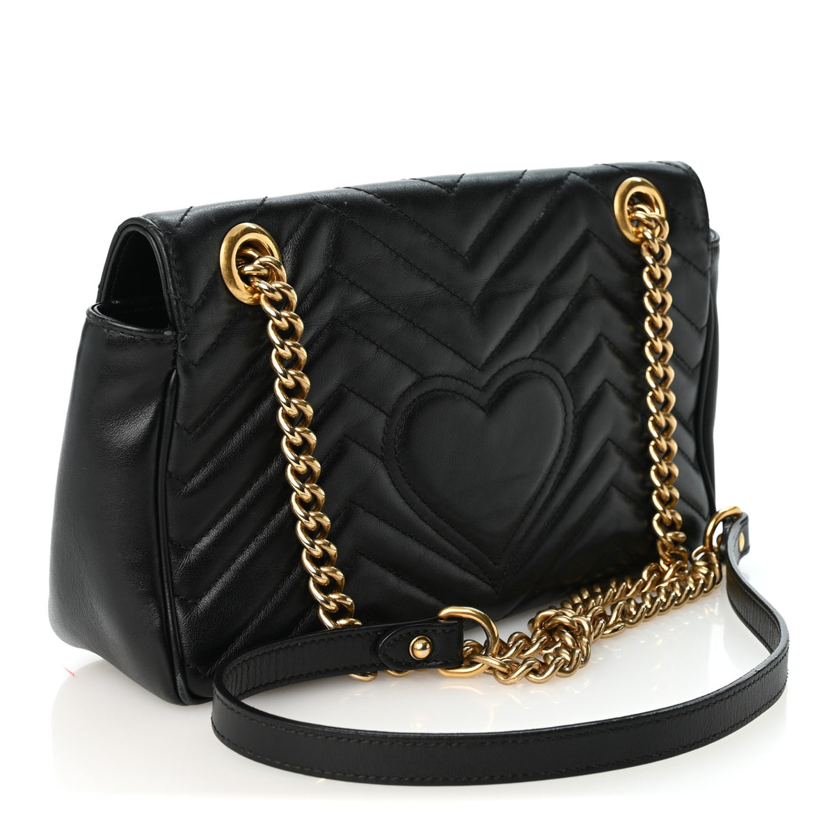 Calfskin Matelasse Small GG Marmont Shoulder Bag Black