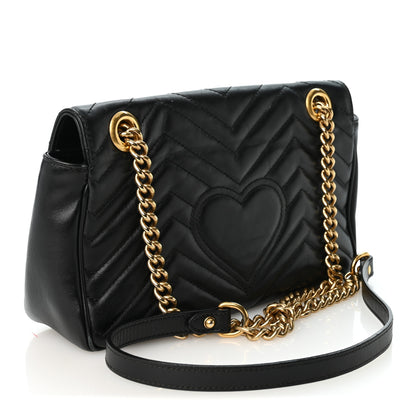 Gucci Calfskin Matelasse Small GG Marmont Shoulder Bag Black 2 of 10