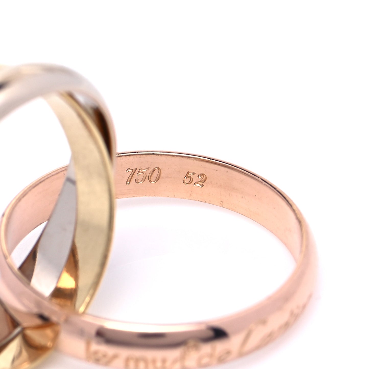 18K Pink Yellow White Gold Classic Les Must De Cartier Trinity Ring 52 6