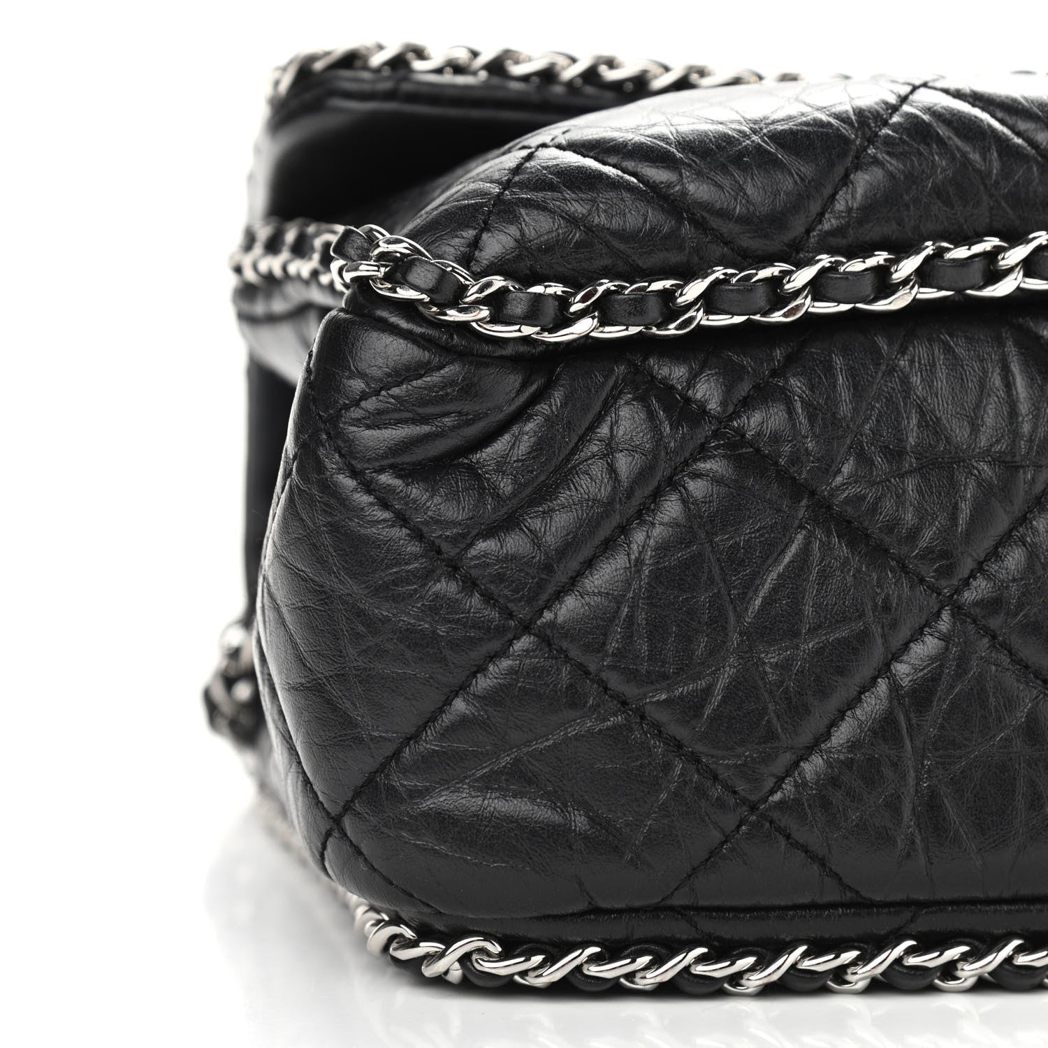 Chanel Crumpled Calfskin Medium Chain All Over Flap Black 9 of 12