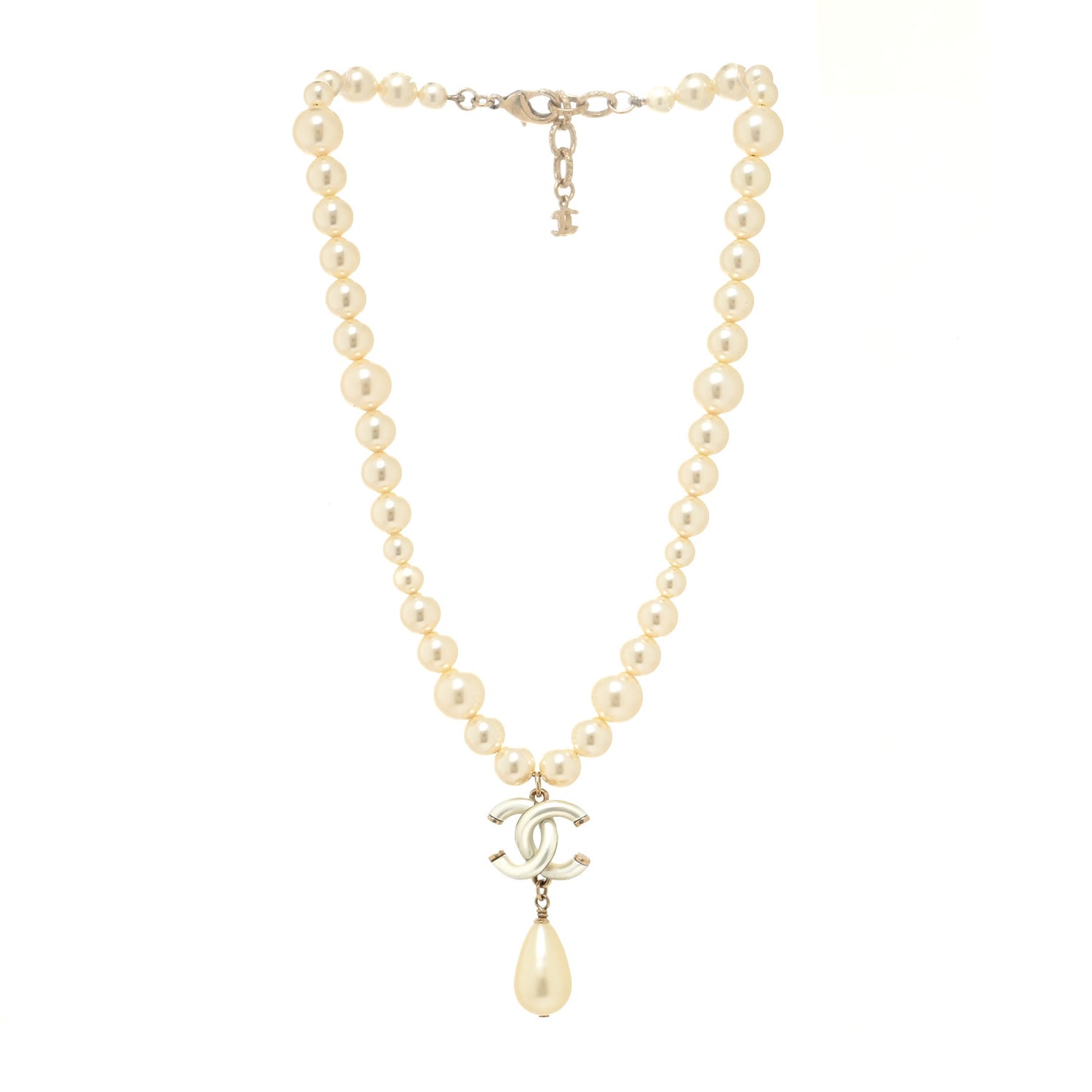 Pearl CC Drop Necklace Gold