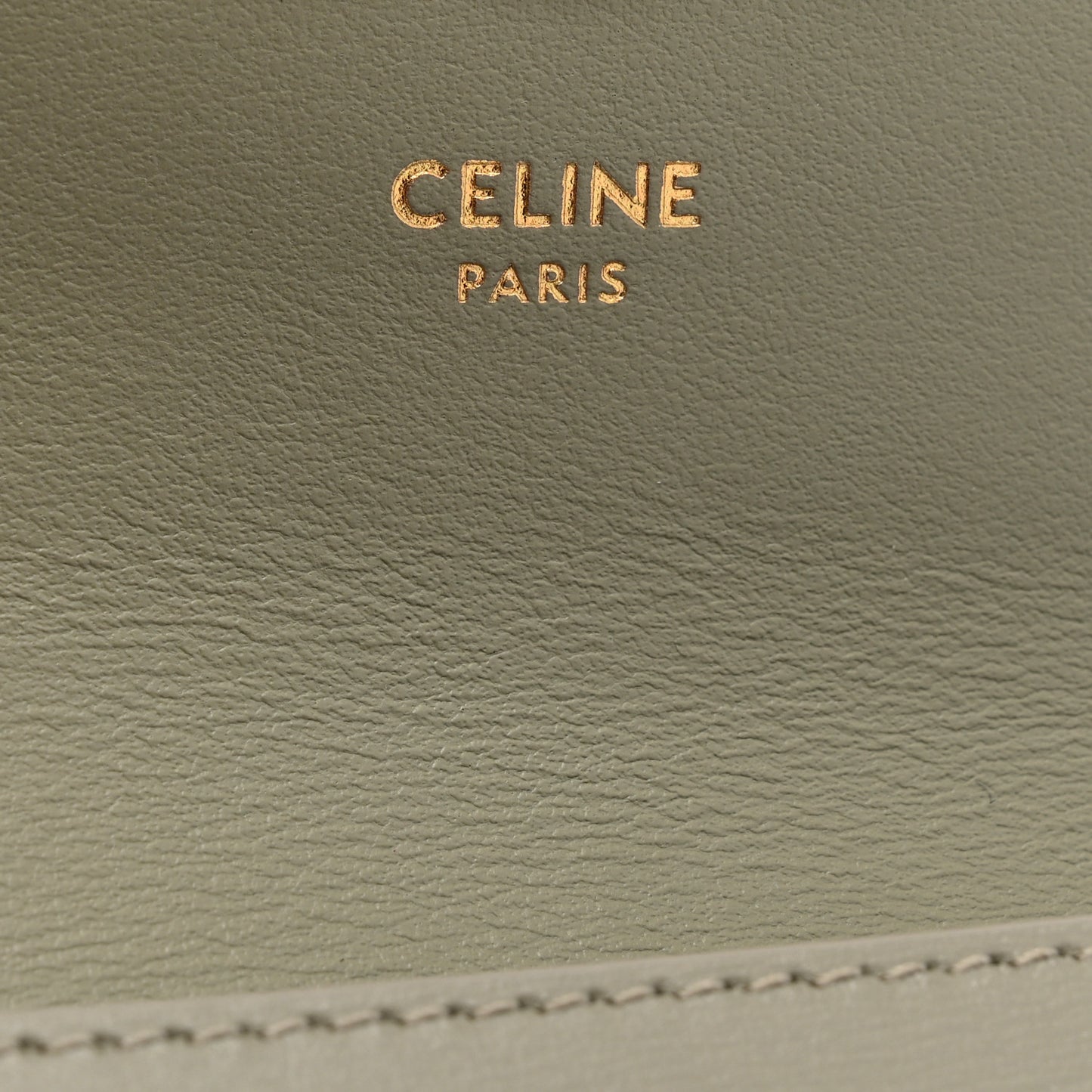 Shiny Calfskin Triomphe Flap Card Holder Green Clay