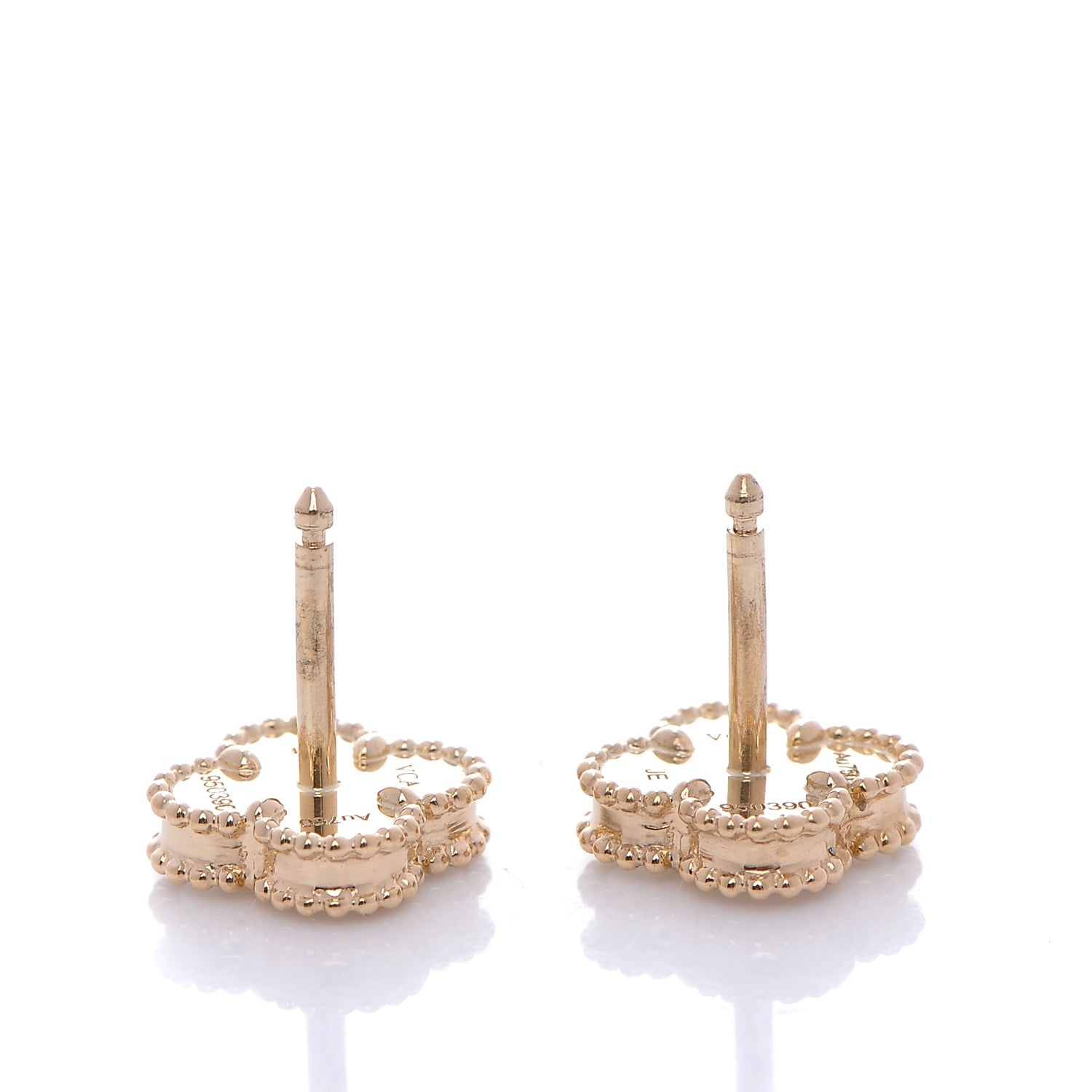 Van Cleef & Arpels 18K Yellow Gold Mother of Pearl Sweet Alhambra Earrings 3 of 7