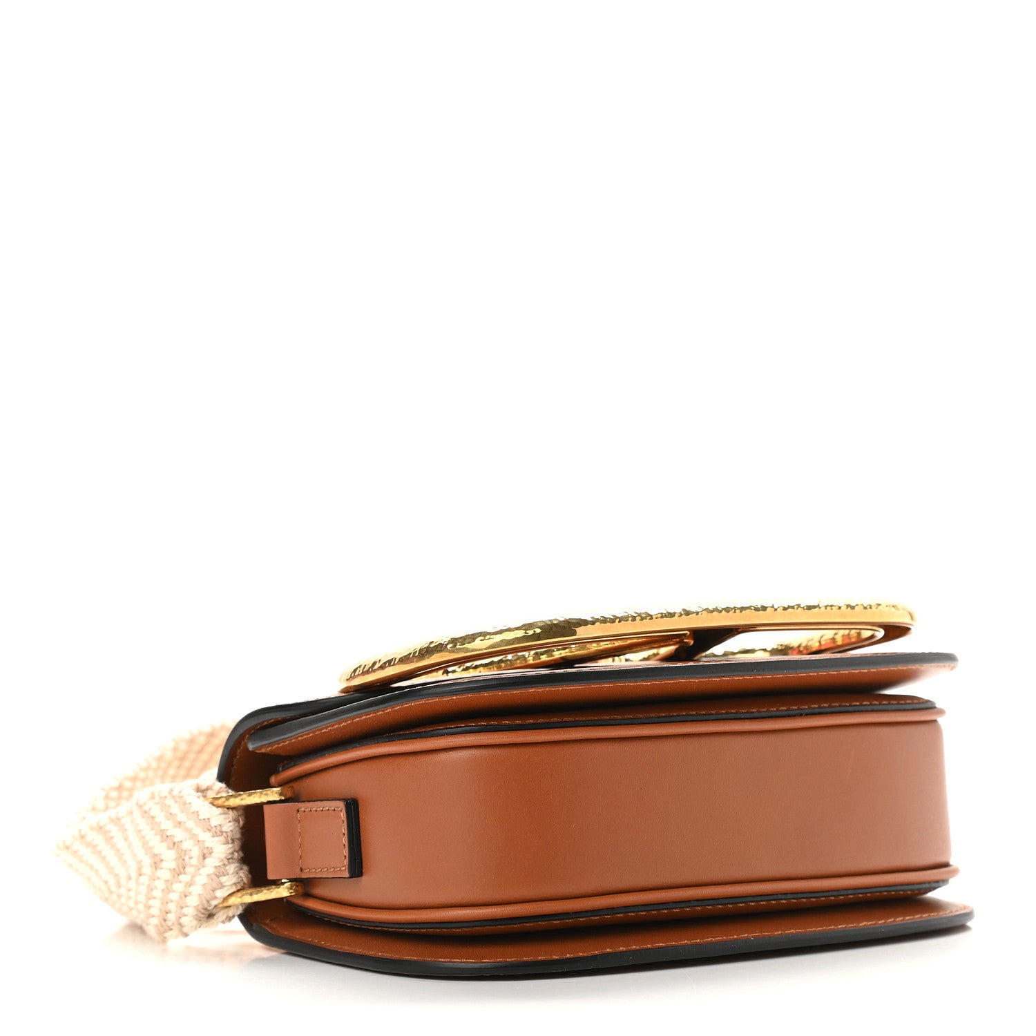 Valentino Garavani Calfskin Linen Small Supervee Crossbody Bag Saddle Brown Natural 4 of 8