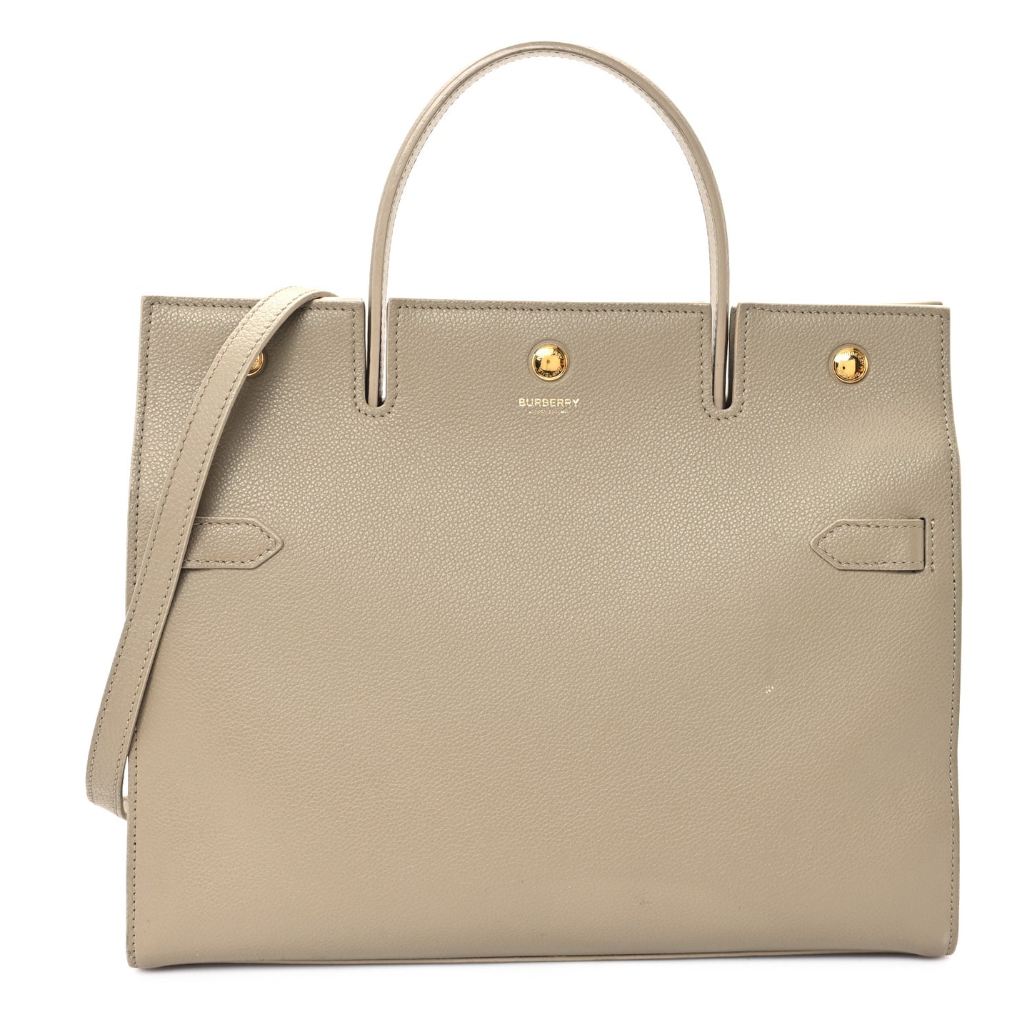 Grainy Calfskin Medium Title Bag Honey