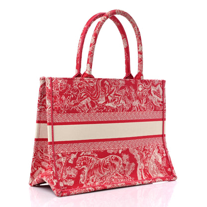 Christian Dior Canvas Embroidered Medium Dioriviera Toile De Jouy Book Tote Raspberry 3 of 12
