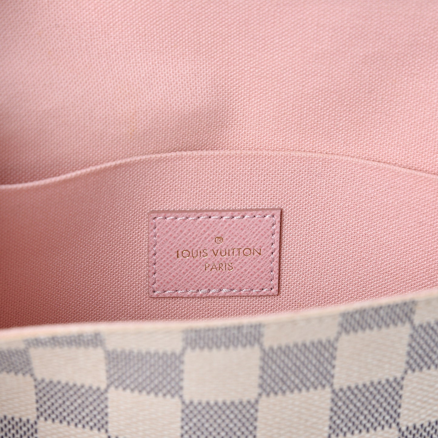 Damier Azur Pochette Felicie Chain Wallet Rose Ballerine