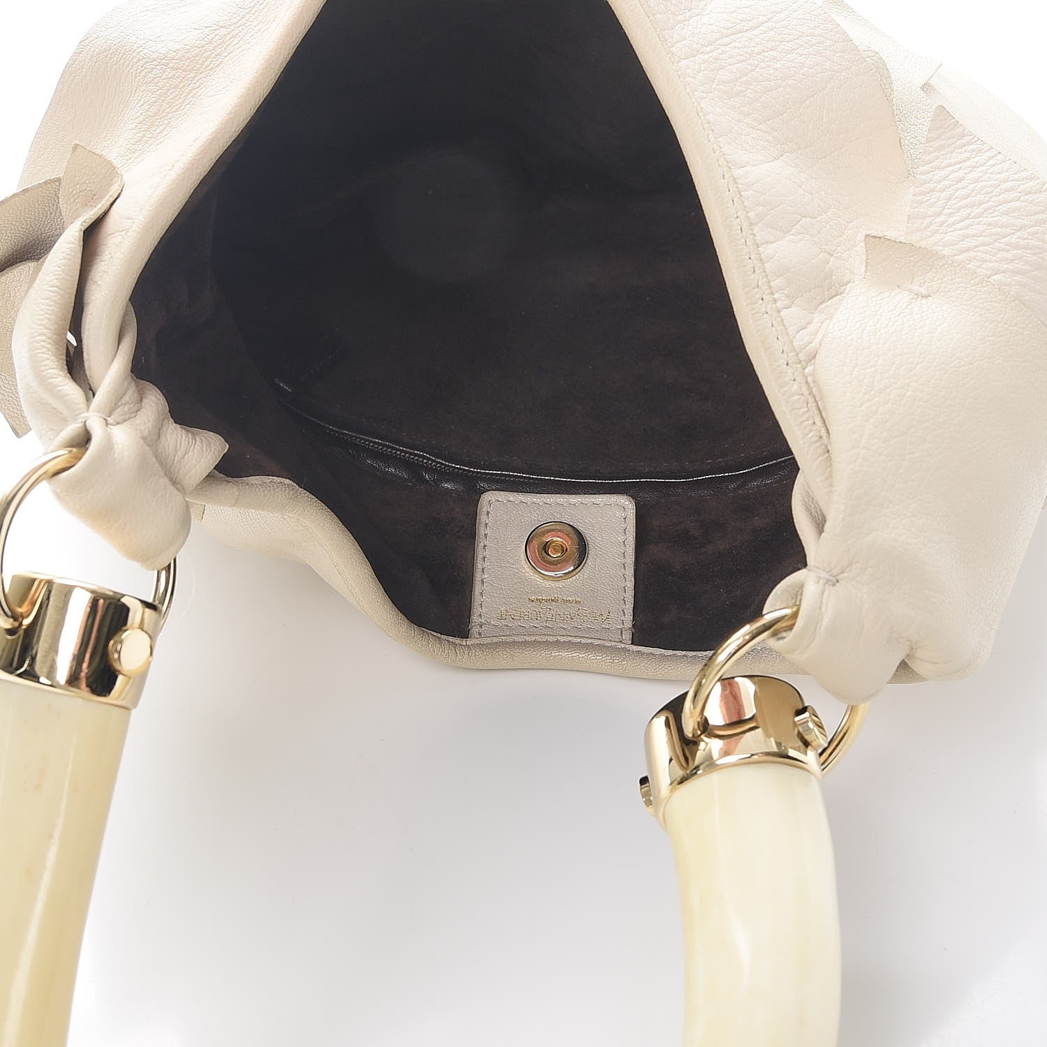 Saint Laurent Chevre Saint Tropez Horn Bag Off White 5 of 10