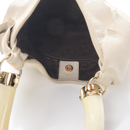 Saint Laurent Chevre Saint Tropez Horn Bag Off White 5 of 10