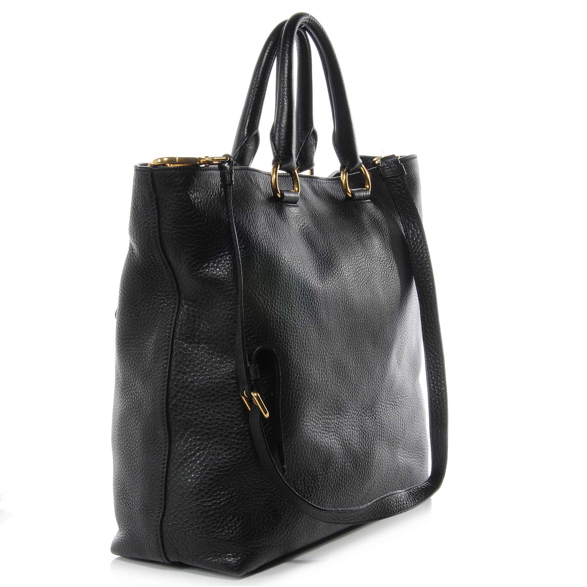 Prada Vitello Daino Tote Black 3 of 8