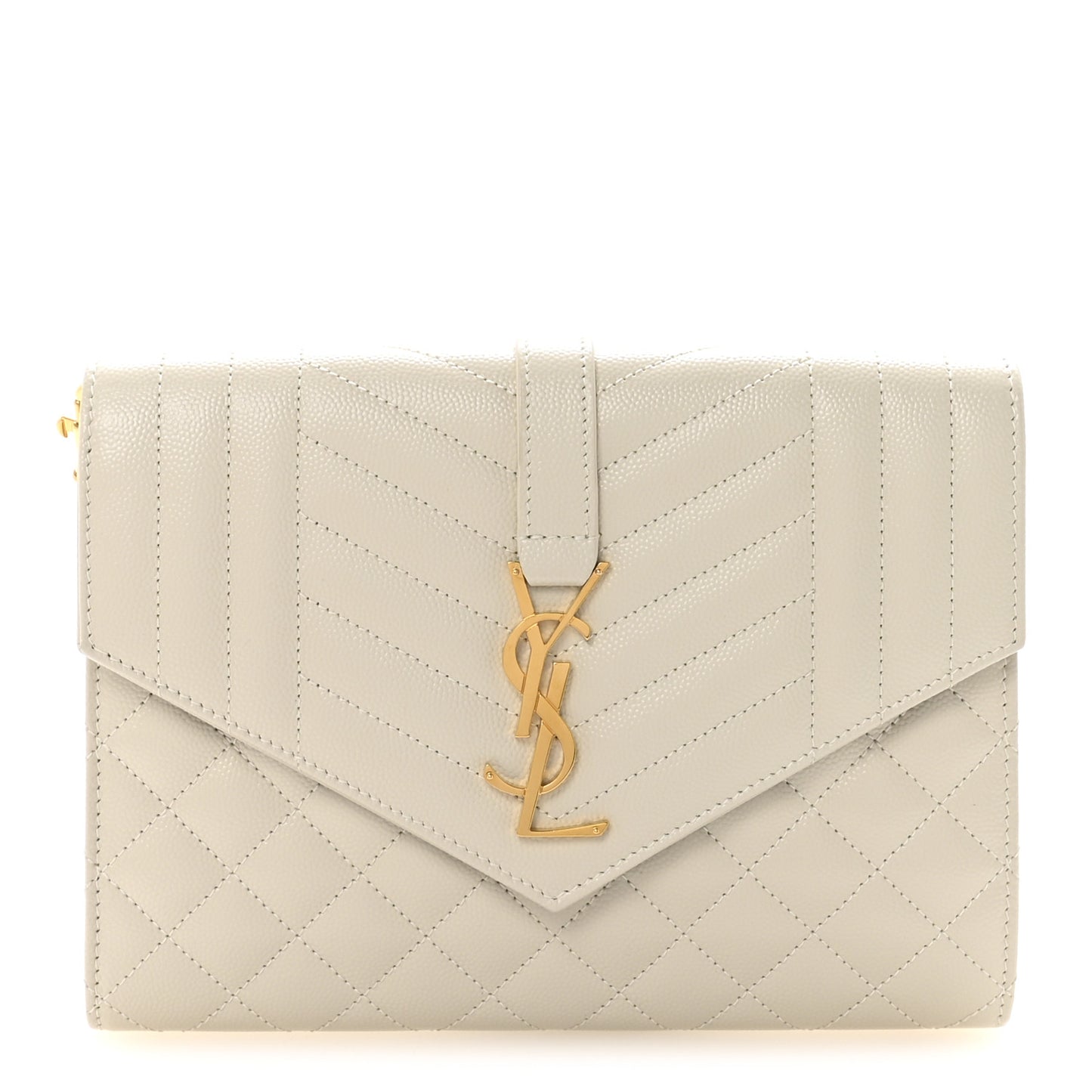 Grain De Poudre Textured Mixed Matelasse Triquilt Monogram Clutch Crema Soft