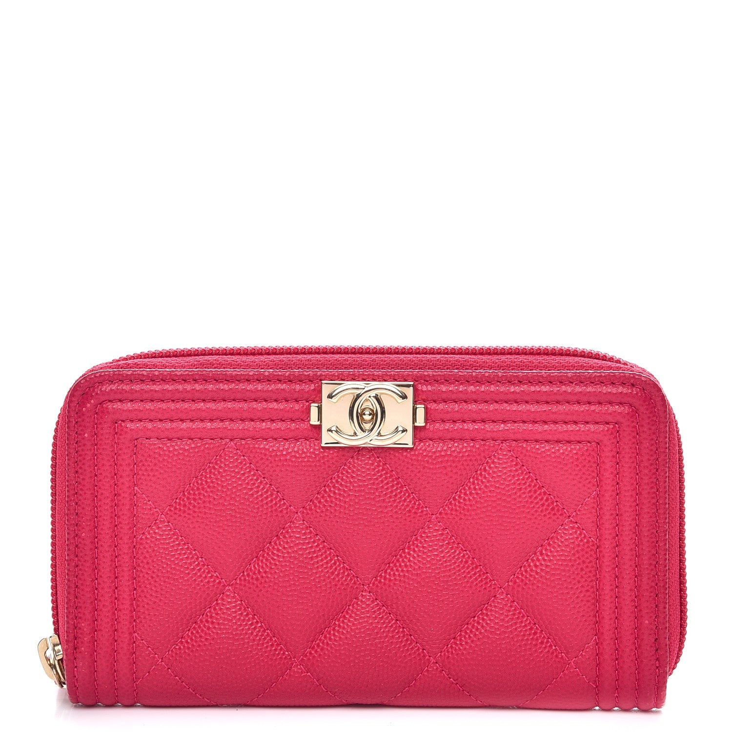 Chanel Caviar Quilted Small Boy Zip Around Wallet Fuchsia 1 of 9