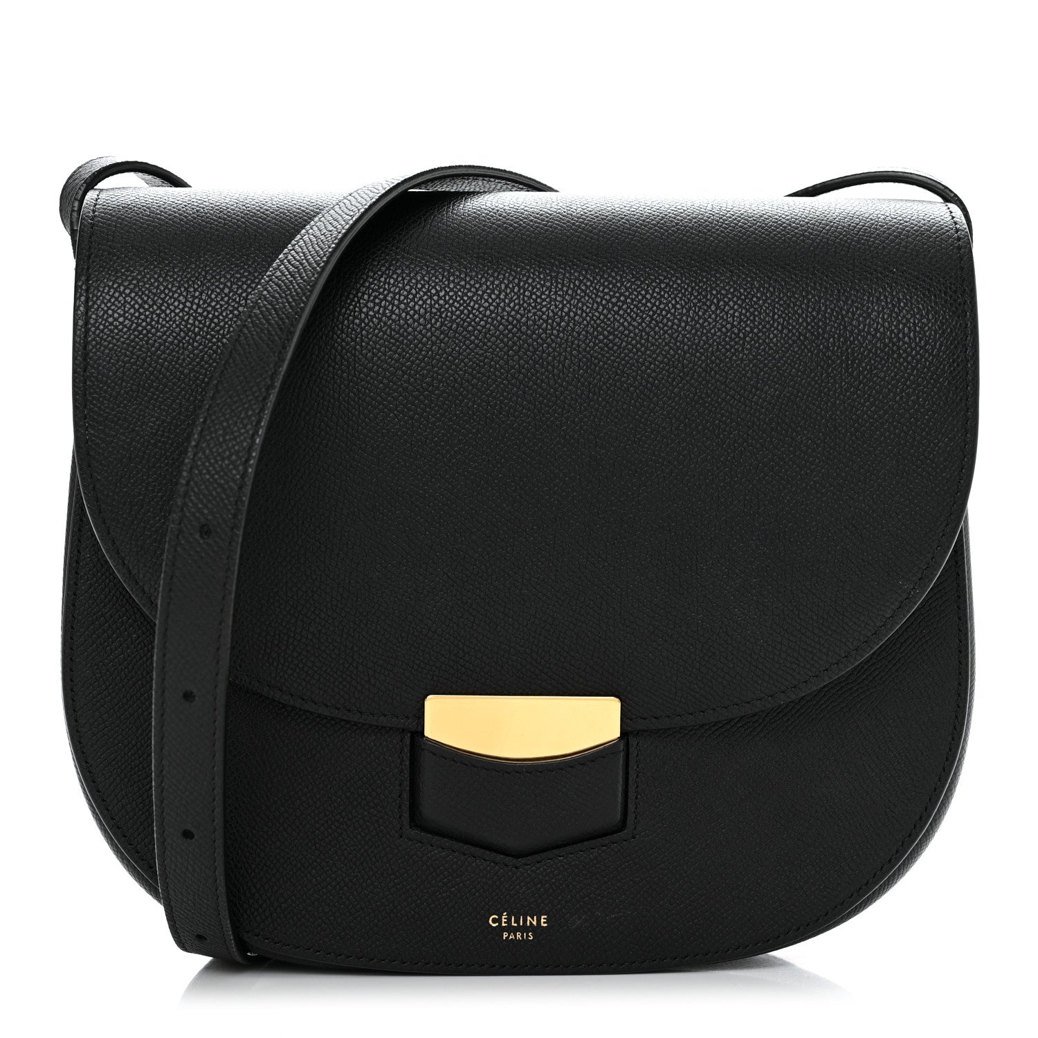 Celine Grained Calfskin Medium Trotteur Black 1 of 13
