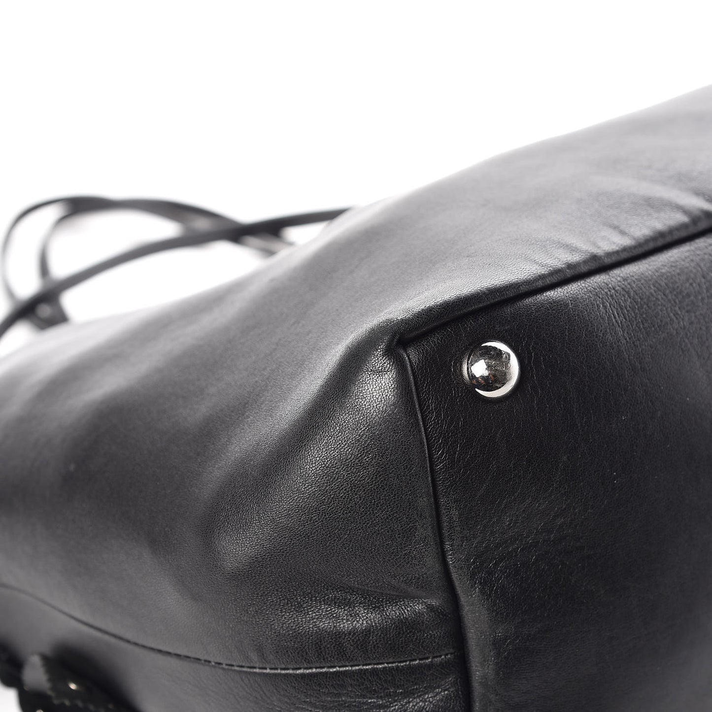 Nappa Studded Rosette Tote Black