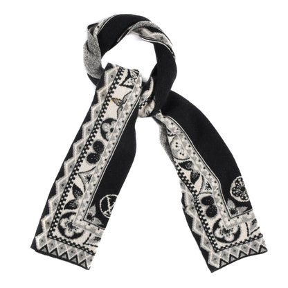 Louis Vuitton Wool Cashmere Esquimonogram Scarf Black Silver 1 of 4