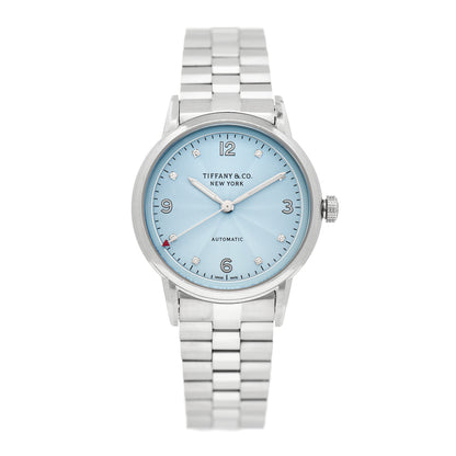 Tiffany Stainless Steel Diamond 34mm CT60 3-Hand Automatic Watch Ice Blue 1 of 5
