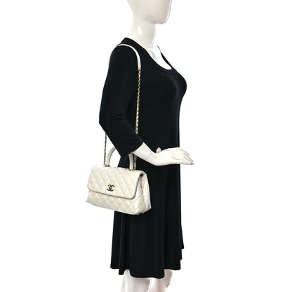 Chanel Iridescent Caviar Quilted Mini Coco Handle Flap White 2 of 9