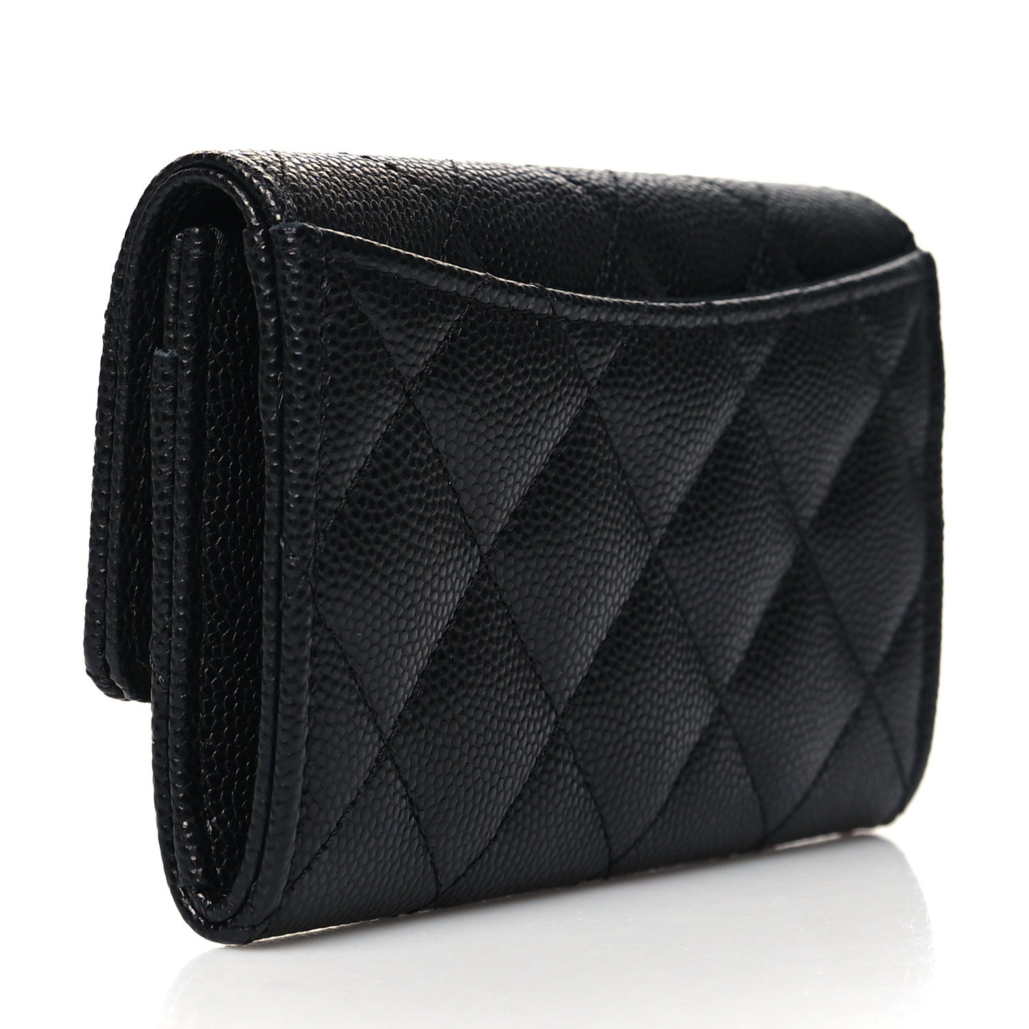 Chanel Caviar Quilted Enamel Coco Casino Flap Card Holder Wallet Black 3 of 12