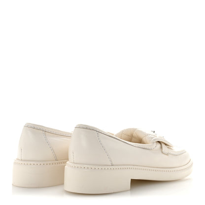 Chanel Lambskin Quilted CC Turnlock Loafers 37 White 5 of 11