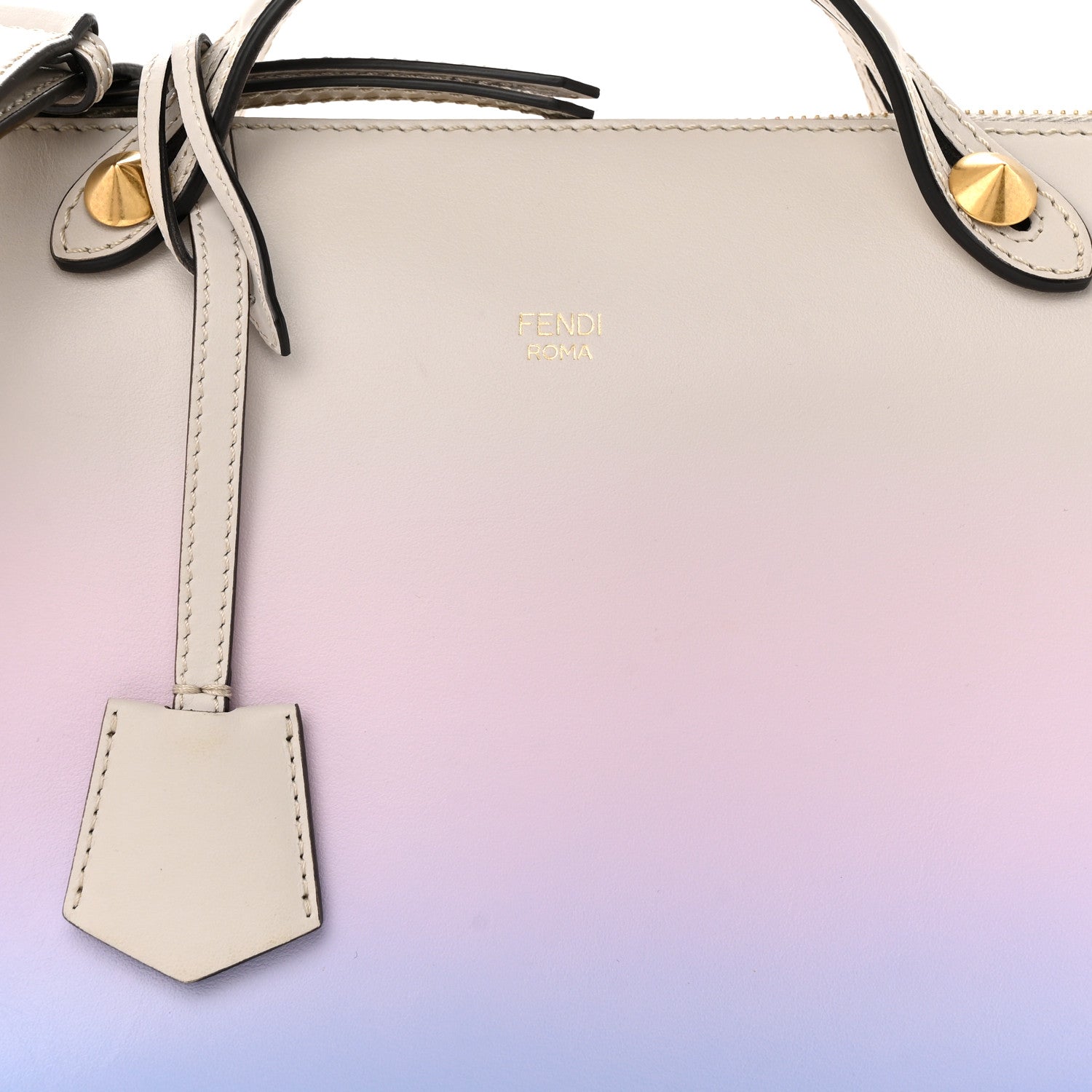Fendi X JOSHUA VIDES Vitello Century Sfumato Medium By The Way Boston Bag Ghiaia Rosa Azzurro 9 of 17